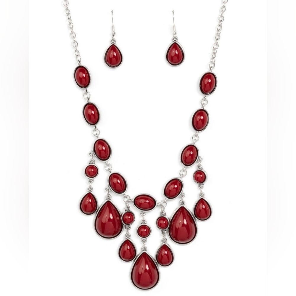 Red Fashion Necklace with Earring